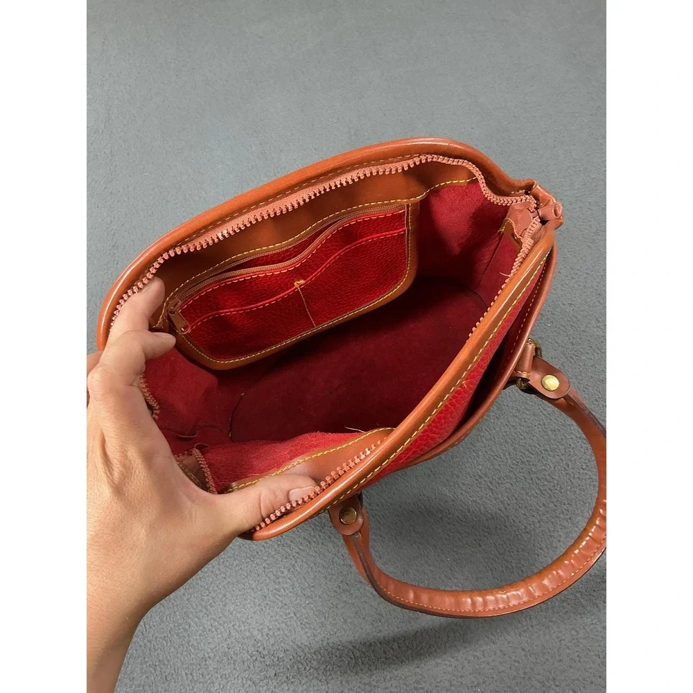 Vintage Dooney & Bourke‎ All Weather Leather Satchel Bag Womens Small Red AWL
